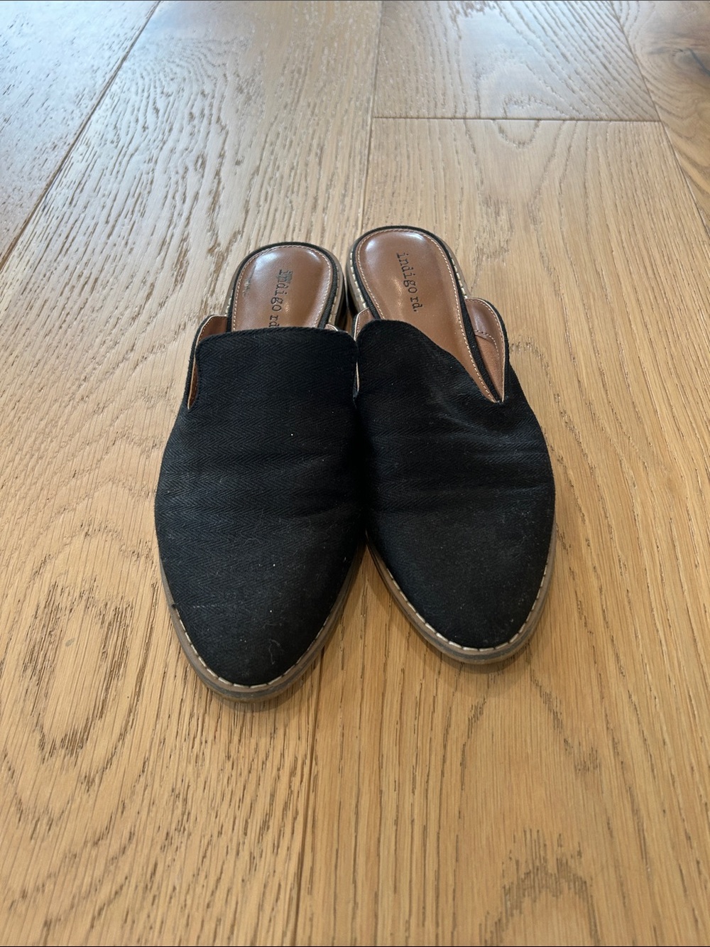 Black Slip-On Mule Flats (Size 7.5)